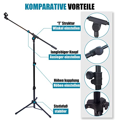 GLEAM Mikrofonständer - Dreibeiniger Mikrofonständer mit Tragetasche (Stativ)