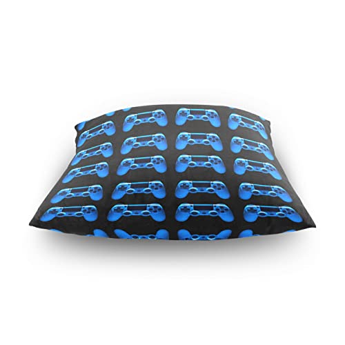 Video Game Joystick Gamepad In Blue Neon Lights Isolated On Black Square Pillowcase Cushion Cover, Soft Breathable Bed Pillow Case Cover For Couch Home Sofa Bedroom Office Car Decor 16X16 Inches #TOP3