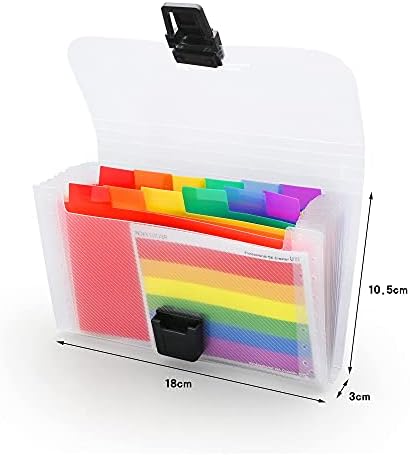 4 Pack Expanding File Folder, A6 Size 13 Pockets Portable Accordion Folder Expandable File Rainbow Document Organiser Expanding Ticket Folders Plastic Bills Storage Box 18x10.5x3cm