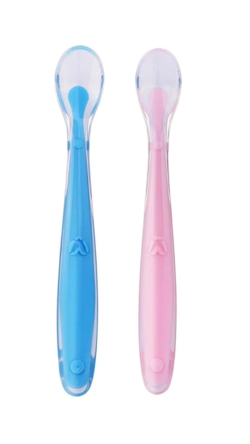 Little Bee Silicone Baby Feeding Spoons Set, Multi-Color, BPA-Free, 15.5 cm Length, Dishwasher Safe, Soft Tip Design for Infants and Toddlers (2, Pink, Blue)-picture-38