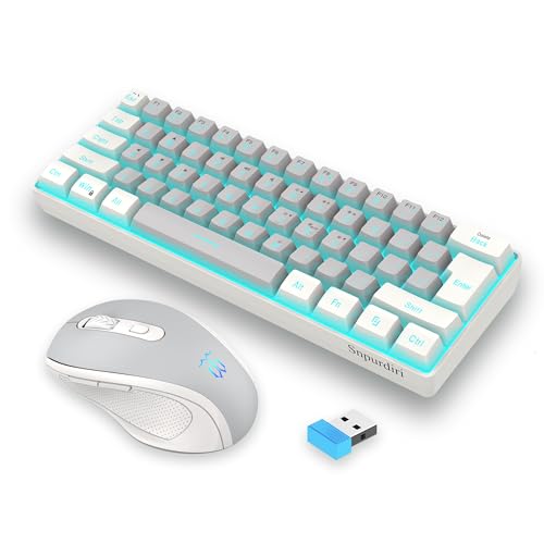 Image of Snpurdiri 2.4G 60% Wireless Gaming Keyboard and Mouse Combo (White-Grey)