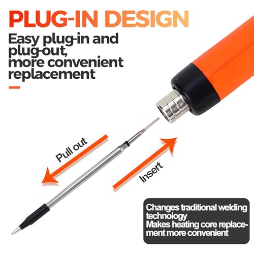 Cordless Soldering Iron Kit, Rechargeable USB Soldering Iron, Portable Soldering Irons 800mAh Welding Kit, Adjustable Temperature 300℃ - 450℃, Electric Soldering Irons Pen for Repairing (Orange) - Image 4