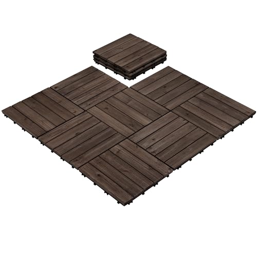 Yaheetech 110pcs Patio Deck Tiles 12 x 12in Interlocking Wood