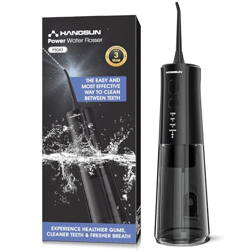 Hangsun Water Flosser for Teeth Cordless Oral Irrigator - 4 Modes 300ML Rechargeable IPX7 Waterproof for Braces, Sensitive Gums, Home & Travel Use