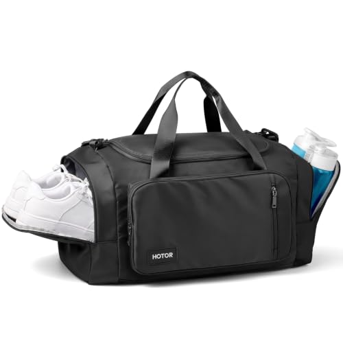 Image of HOTOR Gym Bag 35L Duffle Bag with Shoe Compartment, Black