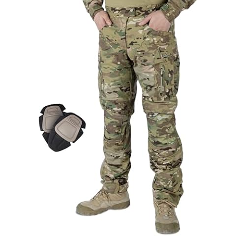 IDOGEAR OUTDOOR Men’s Combat Pants Tactical Camo Pants with Hidden Knee Pads for Paintball Airsoft Milsim Apparel Multi-Pockets Ripstop Trouser(camo,36W x 33L) Cover