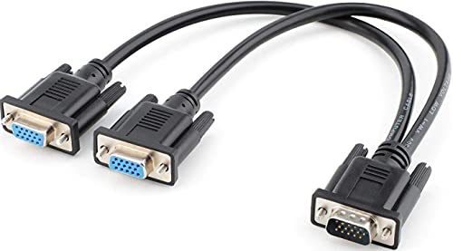 image for SAISN VGA Y Splitter Cable, VGA 1 Male to VGA 2 Female Adapter Cable D