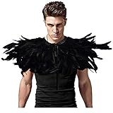 L'VOW Gothic Black Feather Cape Shawl Collares Halloween Maleficent Costume for Men (Style -01)