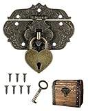 HZAOPZE 1 Pcs Vintage Antik-Verschlüsse, Bronze Eisen Design, Möbel-Verschlüsse, Beschläge für Vorhänge-Schloss Schlösser an Truhen Kisten Schieber, Inklusive Schrauben und Schlüssel