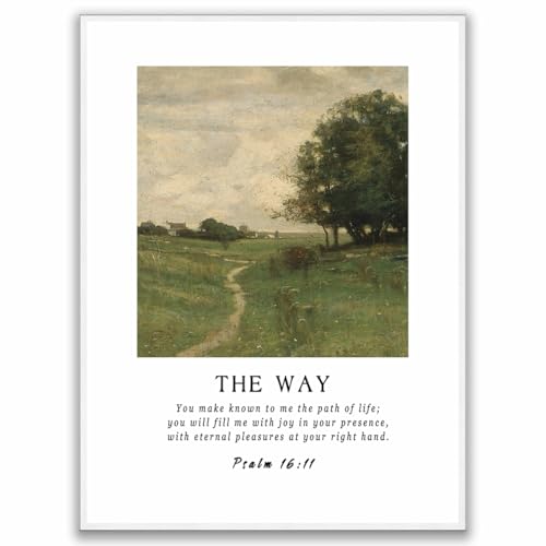 Vintage Christian Wall Art - Psalm 16 Print, Bible Verse Print, Vintage Scripture Art, Religious Home Decor, Inspirational Psalm Wall Art for Bedroom or Living Room 24x36in Unframed