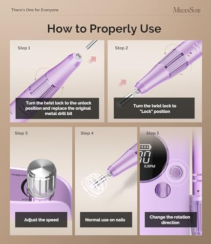 Image of MelodySusie Entry-Level Clip-On Rechargeable Nail Drill, SC320F 30000RPM E-File with Pastel & Colorful Design for Manicure Shaping & Gel Removal, Ideal for Training, Nail Art Practice & Home Use