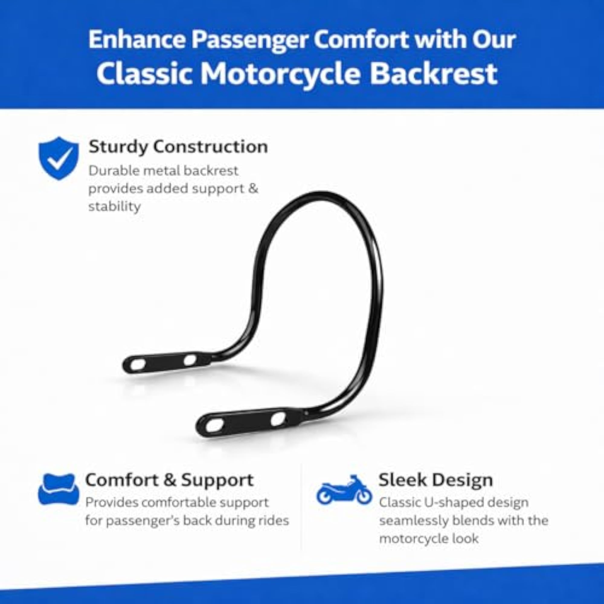 Bike Back Rest Seat Handle Rod Compatible for RE Bullet