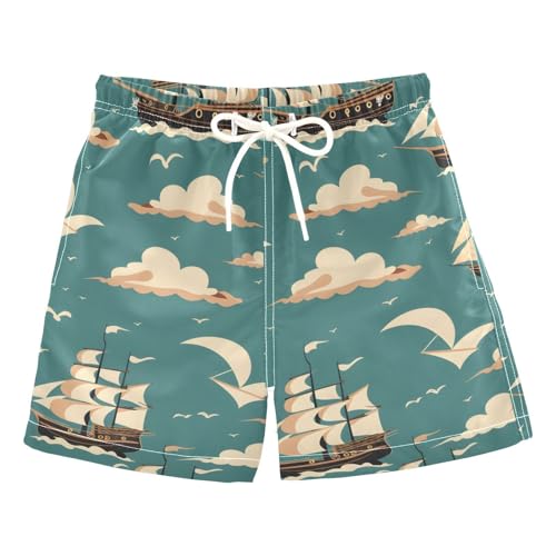 OREZI Boys Swim Trunk Shorts Piracy Ship Bathing Suit for Toddler Kids Teens