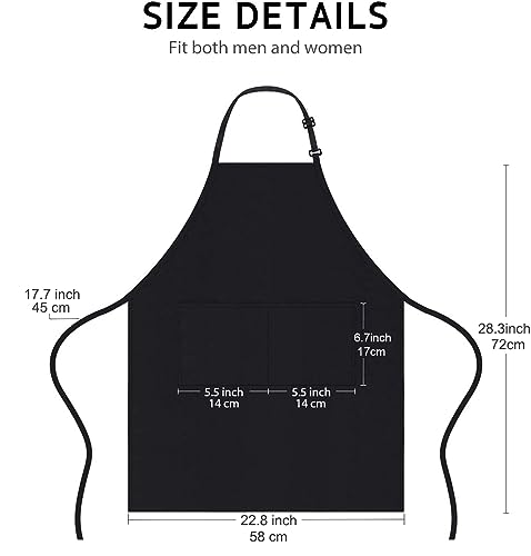 chenqi Kitchen Apron Adjustable Bib Apron with 2 Pockets, Unisex Cooking Apron for Home Kitchen, Baking, Restaurant, Coffee house BBQ