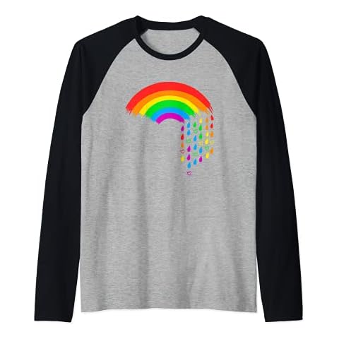 LGBT Pride Rainbow Rain Drops Hearts Raglan Baseball Tee Cover