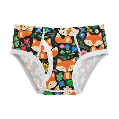 ODAWA Cute Cartoon Foxes Tag Free Underwear Briefs, 2T Boys Underwear Briefs