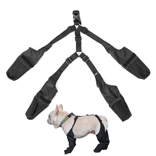Eastuy Hundepfoten-Stiefel-Leggings - Verstellbare wasserdichte Hundestiefel - Hundepfotenschutz mit Hilfsgurt, schützt vor Winter und Kälte für kleine und mittelgroße Hunde