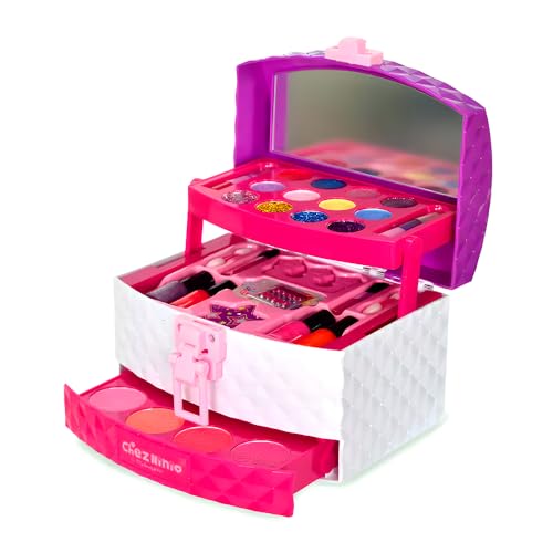 Kit Maquiagem Infantil para Meninas - Completo, Lavável e Seguro para Crianças - Brinquedo de Faz de Conta com Cores Reais - para