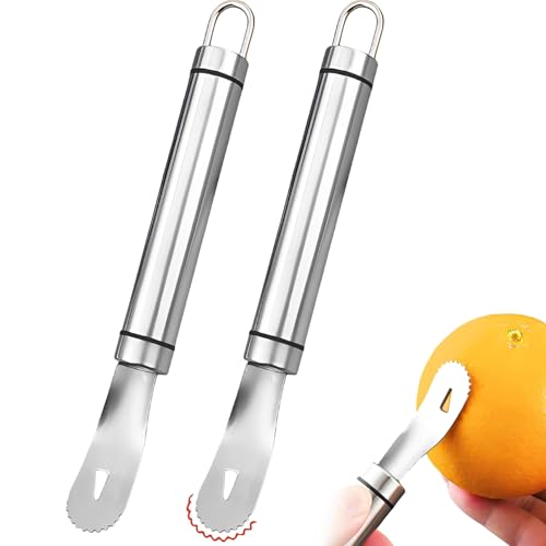 2 Stück Orangenschäler Apfelsinenschäler Edelstahl Zestenreißer Mandarinen Schäler Zestenschneider Mandarinenschäler Ideal Für Mandarinen Und Orangen Kleine Größe Mit Griffmulden Und Schälhilfe
