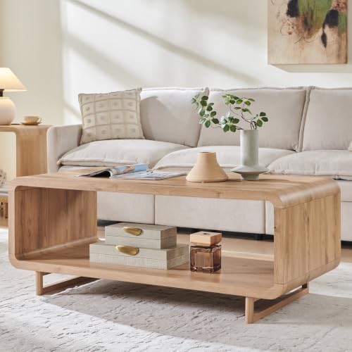 IFGET 48 inch Modern Curved Coffee Table