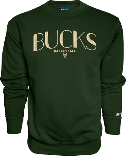 Blue 84 Milwaukee Bucks NBA Officially Licensed Crewneck Sweatshirt Embroidery Basketball Arch, Team Color, Large