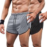 COOFANDY Men's 3' Running Shorts Quick Dry Athletic Gym Workout Shorts Training Exercise Sports Jogger with Pockets Black/Grey