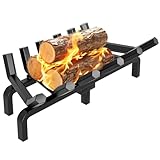 Fireplace Log Grate 24 inch Wide Heavy Duty Solid Steel Indoor Chimney Hearth 3/4 Bar Fire Grates for Outdoor Fire Place Kindling Tools Pit Wrought Iron Wood Stove Firewood Burning Rack Holder Black
