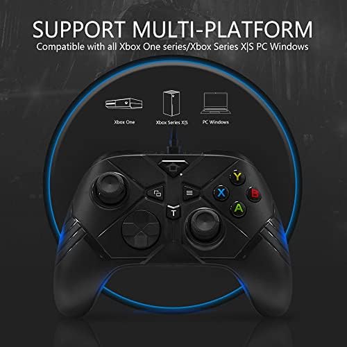 FTFVaska Xbox One Controller Wired Controller for Xbox One Gamepads Compatible for Xbox One / One S / One X / Xbox Series X and PC Windows with Dual Vibration Custom Button and Turbo Button (Black)