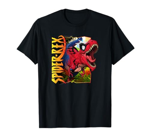 T-shirt Marvel Spider-Rex Dinosaur Roar Poster en coton noir