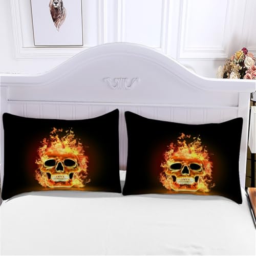 Housse de couette crâne microfibre pour un lit doux et facile à border - 4