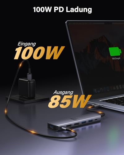 USB C zu Dual HDMI Adapter, Newmight 7-in-1-Dual-Monitor-Dock, 4K@60 Hz, mit 2 HDMI Anschlüssen, kompatibel mit Dell/MacBook/iPhone 15/16/17 und weiteren Geräten