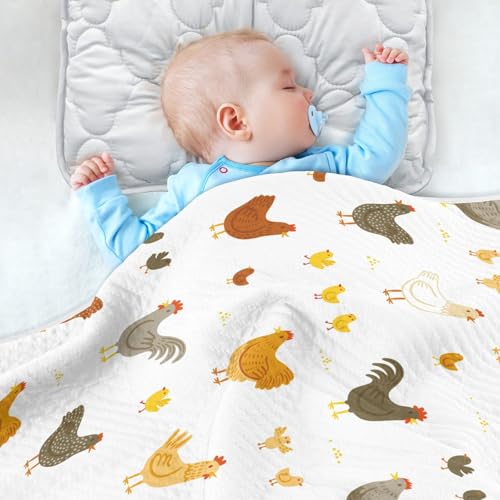 Image of Chickens and Chicks Baby Swaddle Blanket for Boys and Girls, Muslin Baby Receiving Swaddle Blanket, Soft Cotton Nursery Swaddling Blankets for Newborn Toddler Infant