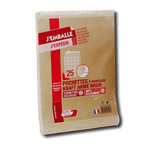 Image secondaire de Paquet de 25 Sacs à Soufflet Kraft Brun 260x330 mm - Qualité 120 g/m²