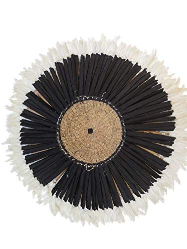 Old World Shoppe Large White - Cream Juju Hat - Wall Decor Feather Artifact - Approx 31" Diameter - Thumbnail 4