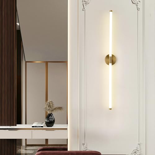 Aplique de pared LED de diseno de lujo en hierro dorado de 100cm para salones de alta decoracion