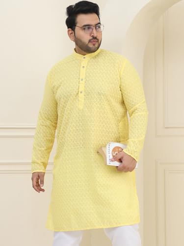 Image of SOJANYA Plus (Since 1958) Men's Silk Blend Embroidered Only Long Kurta