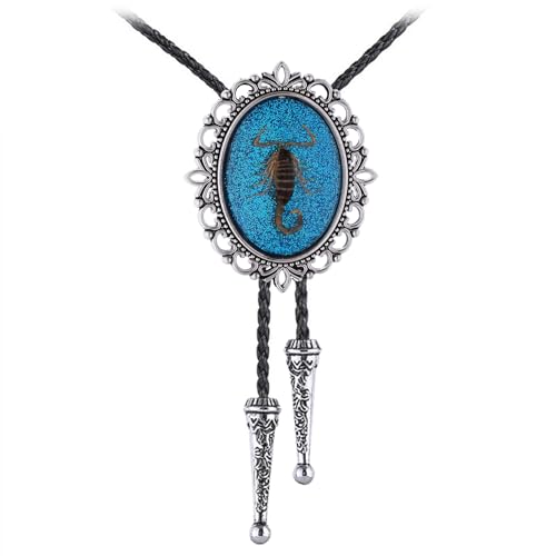 Image of Jeilwiy Bolo Tie for Men Real Stone Westwern Cowboy Ties Silver Bolos Women Leather Necktie Gift for Birthday Christmas