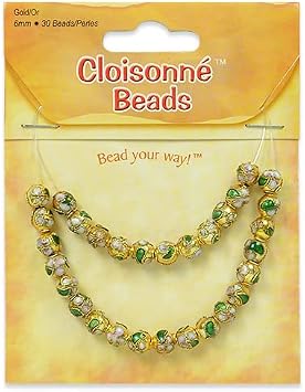 Expo International 6 Packs of Cloisonne Pack of 30 Gold Multi Jewelry Beads BD51602-6