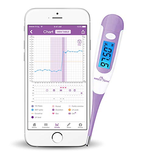 Easy@Home Digital Basal Thermometer with Large Backlight LCD Display, 1/100th Degree High Precision