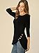 Allegra K Women's Loose Tunic Fall Winter Casual 3/4 Sleeve Asymmetry Round Neck Tops Medium Black