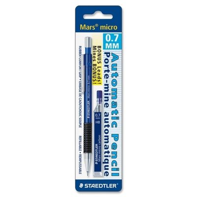 Crayon mécanique 0,7 mm anti casse avec corps grip et 12 mines