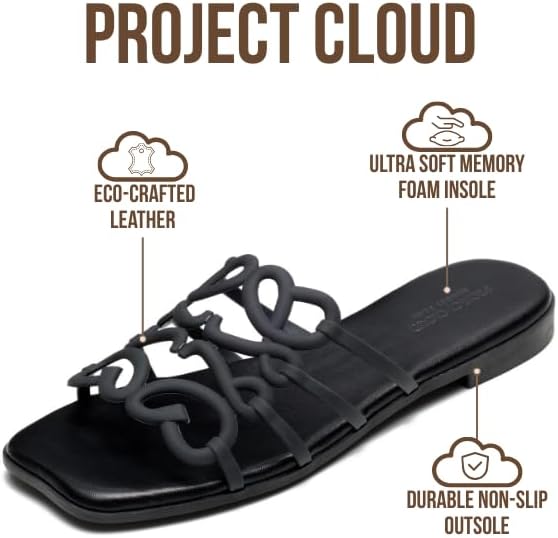 Project Cloud Womens Sandals with Memory Foam - Eco Crafted Leather Sandals for Women 2026 - Flats - Non Slip & Comfortable Sandals Women (Lisa) - Image 2