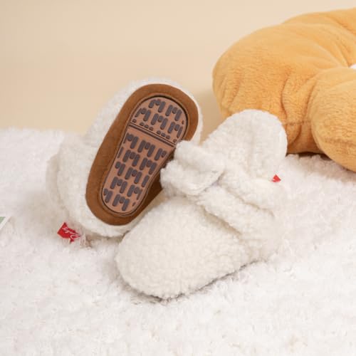 Infant Baby Boys Girls Cozy Fleece Booties Stay on Slippers Non Slip Soft Gripper Sock Shoes Toddler First Walker Newborn Crib Birthday Shower Gift3