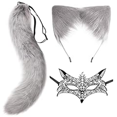 1 Set: Ears Hair Clip + Mask + Tail (Grey)