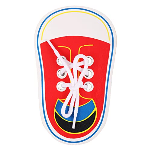 Yihaifu Wooden Lacing Shoe Toy - Learn & Practice Shoelace Tying