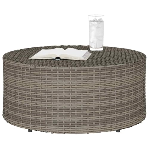 Canditree Outdoor Round Coffee Table - Poly Rattan Garden Table, 68 x 30 cm Side Table (Grey) - Image 5