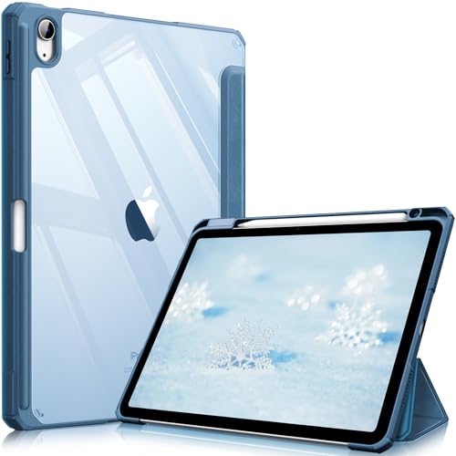 Image of FINTIE Hybrid Case for iPad Air 11 Inch M4 (2026)/M3 (2025)/M2 (2024), iPad Air 5th/4th Generation (2022/2020) 10.9 Inch - Shockproof Slim Clear Acrylic Cover with Pencil Holder, Ocean Blue