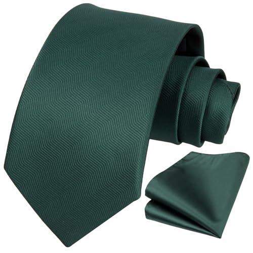 Image of HISDERN Mens Ties Plaid Tie and Pocket Square Set Classic Woven Formal Checkered Neckties & Handkerchief Wedding Party