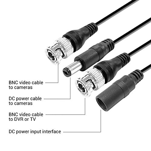 Tigersecu 4 Pack 60-Feet (18 Meters) Premium Bnc Video And Power Extension Cables For Cctv Video Security Camera Systems (4-Pack, Black) #TOP2