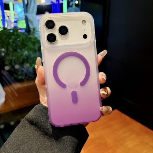 Coque iPhone 17 violette mate et dégradée avec cache-chargeur magnétique